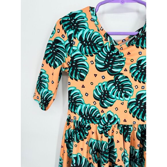 Dotdotsmile Girls Dress Size 3/4 Orange with Green Floral NWT - Picture 2 of 5